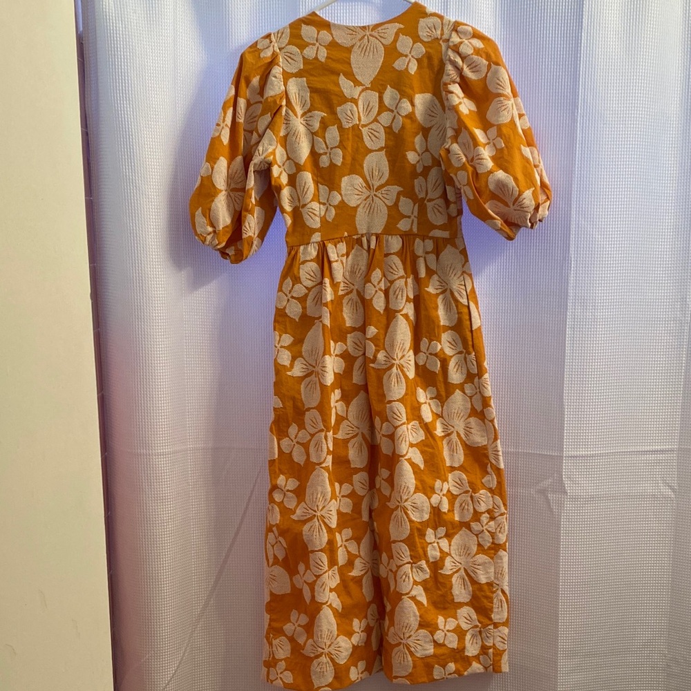 TED BAKER CINTHY BUTTON FRONT JACQUARD DRESS, DARK ORANGE - Picture 4 of 11